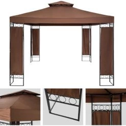 TECTAKE Tonnelle De Jardin 3,9 M X 2,9 M Autoportée Structure En Métal Marron - Marron 6 TECTAKE Tonnelle De Jardin 3,9 M X 2,9 M Autoportée Structure En Métal Marron - Marron -Tente de réception Soldes 14484115 2