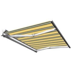 SUNNY INCH ® Store Banne Manuel Demi Coffre Pour Terrasse - Gris Jaune - Longueur 2.5 M Et Largeur 2 M - Gris Jaune