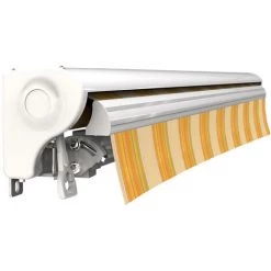 SUNNY INCH ® Store Banne Manuel Demi Coffre Pour Terrasse - Jaune Rayé - Longueur 2.5 M Et Largeur 2 M - Jaune Rayé -Tente de réception Soldes 14792254 4