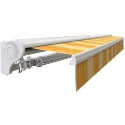 SUNNY INCH ® Store Banne Manuel Demi Coffre Pour Terrasse - Jaune Rayé - Longueur 2.5 M Et Largeur 2 M - Jaune Rayé -Tente de réception Soldes 14792254 5
