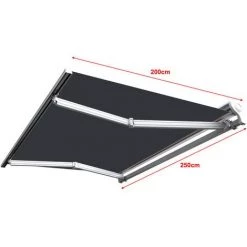 SUNNY INCH ® Store Banne Demi Coffre Motorisé Et Manuel Pour Terrasse - Gris Anthracite - Longueur 2.5 M Et Largeur 2 M - Gris Anthracite -Tente de réception Soldes 14792256 3