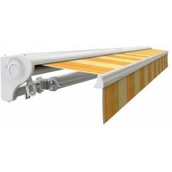 SUNNY INCH ® Store Banne Demi Coffre Motorisé Et Manuel Pour Terrasse - Jaune Rayé - Longueur 2.5 M Et Largeur 2 M - Jaune Rayé