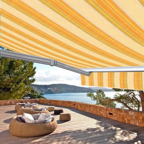SUNNY INCH ® Store Banne Demi Coffre Motorisé Et Manuel Pour Terrasse - Jaune Rayé - Longueur 2.5 M Et Largeur 2 M - Jaune Rayé 4 SUNNY INCH ® Store Banne Demi Coffre Motorisé Et Manuel Pour Terrasse - Jaune Rayé - Longueur 2.5 M Et Largeur 2 M - Jaune Rayé - Image 2