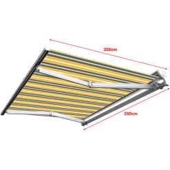 SUNNY INCH ® Store Banne Demi Coffre Motorisé Et Manuel Pour Terrasse - Gris Jaune - Longueur 2.5 M Et Largeur 2 M - Gris Jaune -Tente de réception Soldes 14792258 3