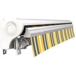 SUNNY INCH ® Store Banne Demi Coffre Motorisé Et Manuel Pour Terrasse - Gris Jaune - Longueur 2.5 M Et Largeur 2 M - Gris Jaune -Tente de réception Soldes 14792258 4