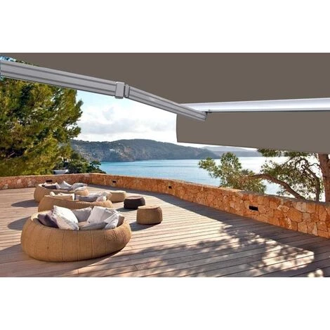 SUNNY INCH ® Store Banne Demi Coffre Motorisé Et Manuel Pour Terrasse - Taupe - Longueur 2.5 M Et Largeur 2 M - Taupe 4 SUNNY INCH ® Store Banne Demi Coffre Motorisé Et Manuel Pour Terrasse - Taupe - Longueur 2.5 M Et Largeur 2 M - Taupe – Image 2