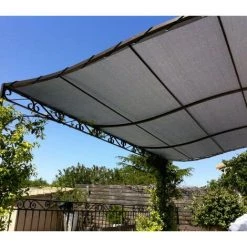 DIRECT FILET Toile D'ombrage Perméable De 5x3m à Tendre Sur Structure Pergola | Gris Platine -Tente de réception Soldes 14832533 2