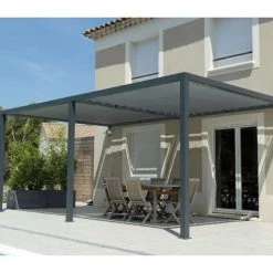 DIRECT FILET Toile D'ombrage Perméable De 5x3m à Tendre Sur Structure Pergola | Gris Platine -Tente de réception Soldes 14832533 3