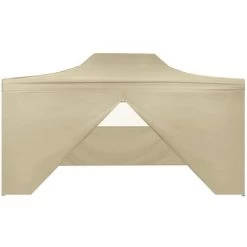 VidaXL Tente Pliable Avec 4 Parois Lateraux 3 X 4,5 M Blanc Creme -Tente de réception Soldes 14982840 4