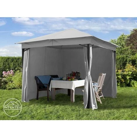 INTENT24.FR Tonnelle De Jardin 3x3 M Env. Env. 180g/m² Pavillon Avec Bâche De Toit Imperméable Tente De Jardin Avec 4 Bâches De Côté Gris Clair Tente De Réception Env. 6x6 Cm Profil - Gris 4 INTENT24.FR Tonnelle De Jardin 3x3 M Env. Env. 180g/m² Pavillon Avec Bâche De Toit Imperméable Tente De Jardin Avec 4 Bâches De Côté Gris Clair Tente De Réception Env. 6x6 Cm Profil - Gris – Image 2