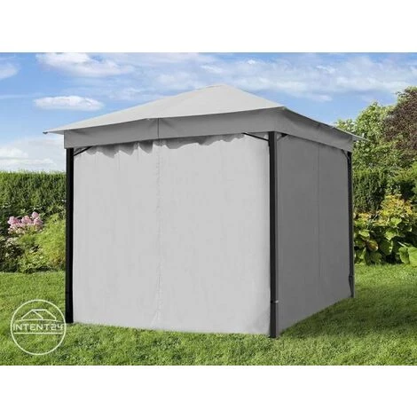 INTENT24.FR Tonnelle De Jardin 3x3 M Env. Env. 180g/m² Pavillon Avec Bâche De Toit Imperméable Tente De Jardin Avec 4 Bâches De Côté Gris Clair Tente De Réception Env. 6x6 Cm Profil - Gris 5 INTENT24.FR Tonnelle De Jardin 3x3 M Env. Env. 180g/m² Pavillon Avec Bâche De Toit Imperméable Tente De Jardin Avec 4 Bâches De Côté Gris Clair Tente De Réception Env. 6x6 Cm Profil - Gris – Image 3