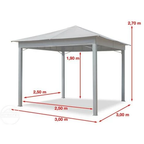 INTENT24.FR Tonnelle De Jardin 3x3 M Env. Env. 180g/m² Pavillon Avec Bâche De Toit Imperméable Tente De Jardin Avec 4 Bâches De Côté Gris Clair Tente De Réception Env. 6x6 Cm Profil - Gris 7 INTENT24.FR Tonnelle De Jardin 3x3 M Env. Env. 180g/m² Pavillon Avec Bâche De Toit Imperméable Tente De Jardin Avec 4 Bâches De Côté Gris Clair Tente De Réception Env. 6x6 Cm Profil - Gris – Image 5