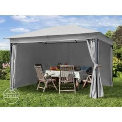 INTENT24.FR Tonnelle De Jardin 3x4 M Env. Env. 180g/m² Pavillon Avec Bâche De Toit Imperméable Tente De Jardin Avec 4 Bâches De Côté Gris Clair Tente De Réception Env. 6x6 Cm Profil - Gris 8 INTENT24.FR Tonnelle De Jardin 3x4 M Env. Env. 180g/m² Pavillon Avec Bâche De Toit Imperméable Tente De Jardin Avec 4 Bâches De Côté Gris Clair Tente De Réception Env. 6x6 Cm Profil - Gris -Tente de réception Soldes 15929342 2