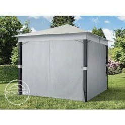 INTENT24.FR Pavillon De Jardin 3x3 M ALU Premium Env. 220g/m² Bâche Imperméable Tonnelle 4 Côtés Tente De Jardin Gris Clair Env. 9x9 Cm Profil - Gris -Tente de réception Soldes 15929344 3