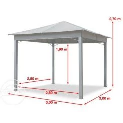 INTENT24.FR Pavillon De Jardin 3x3 M ALU Premium Env. 220g/m² Bâche Imperméable Tonnelle 4 Côtés Tente De Jardin Gris Clair Env. 9x9 Cm Profil - Gris -Tente de réception Soldes 15929344 5