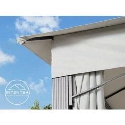 INTENT24.FR Pavillon De Jardin 3x4 M ALU Premium Env. 220g/m² Bâche Imperméable Tonnelle 4 Côtés Tente De Jardin Gris Clair Env. 9x9 Cm Profil - Gris -Tente de réception Soldes 15929346 4