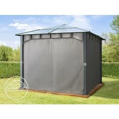 INTENT24.FR Pavillon De Jardin 3x3 M Imperméable Toit En Polycarbonate ALU DELUXE Tonnelle 8mm Pavillon 4 Côtés Partie Tente Gris Env. 9x9 Cm Profil - Gris -Tente de réception Soldes 15929349 3