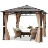 INTENT24.FR Pavillon De Jardin 3x3 M Tonnelle ALU Deluxe Imperméable Tente De Réception 4 Côtés En Toit En PC - Taupe -Tente de réception Soldes 15929359 1