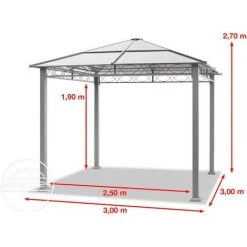 INTENT24.FR Pavillon De Jardin 3x3 M Tonnelle ALU Deluxe Imperméable Tente De Réception 4 Côtés En Toit En PC - Taupe -Tente de réception Soldes 15929359 5