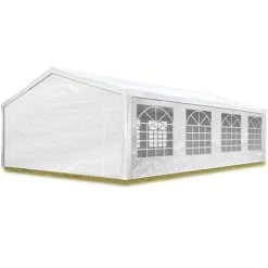 INTENT24.FR Tente De Réception 5x8 M Pavillon Blanc Bâche PE épaisse D'env.180g/m² Imperméable Tente De Jardin - Blanc