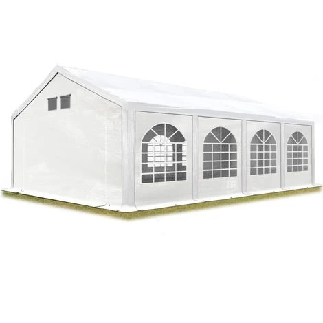 INTENT24.FR Tente De Réception 4x8 M Tente De Jardin Blanc Bâche PE Env. 300 G/m² Imperméable Résistante Aux UV Avec Cadre De Sol - Blanc 3 INTENT24.FR Tente De Réception 4x8 M Tente De Jardin Blanc Bâche PE Env. 300 G/m² Imperméable Résistante Aux UV Avec Cadre De Sol - Blanc