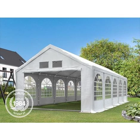 INTENT24.FR Tente De Réception 4x8 M Tente De Jardin Blanc Bâche PE Env. 300 G/m² Imperméable Résistante Aux UV Avec Cadre De Sol - Blanc 4 INTENT24.FR Tente De Réception 4x8 M Tente De Jardin Blanc Bâche PE Env. 300 G/m² Imperméable Résistante Aux UV Avec Cadre De Sol - Blanc - Image 2