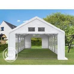 INTENT24.FR Tente De Réception 4x8 M Tente De Jardin Blanc Bâche PE Env. 300 G/m² Imperméable Résistante Aux UV Avec Cadre De Sol - Blanc 9 INTENT24.FR Tente De Réception 4x8 M Tente De Jardin Blanc Bâche PE Env. 300 G/m² Imperméable Résistante Aux UV Avec Cadre De Sol - Blanc -Tente de réception Soldes 15929580 3