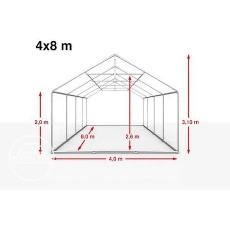 INTENT24.FR Tente De Réception 4x8 M Tente De Jardin Blanc Bâche PE Env. 300 G/m² Imperméable Résistante Aux UV Avec Cadre De Sol - Blanc 7 INTENT24.FR Tente De Réception 4x8 M Tente De Jardin Blanc Bâche PE Env. 300 G/m² Imperméable Résistante Aux UV Avec Cadre De Sol - Blanc - Image 5