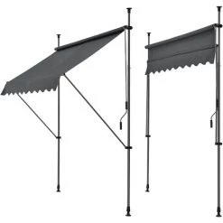 Store Banne Manuel Auvent Téléscopique 300 X 120 X 200-300 Cm Gris [pro.tec] -Tente de réception Soldes 16436431 2