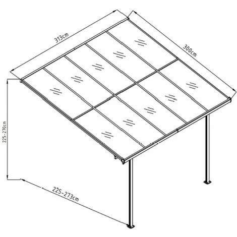 Pergola Gardiun Elliot - 9,5 M² 314x300x225/270 Cm Aluminium Et Polycarbonate 7 Pergola Gardiun Elliot - 9,5 M² 314x300x225/270 Cm Aluminium Et Polycarbonate - Image 5