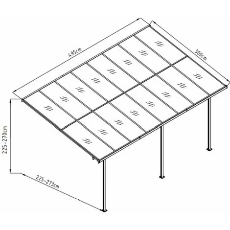Pergola Gardiun Elliot - 15 M² 495x300x225/270 Cm Aluminium Et Polycarbonate 6 Pergola Gardiun Elliot - 15 M² 495x300x225/270 Cm Aluminium Et Polycarbonate - Image 4