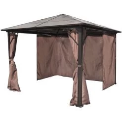 VidaXL Belvédère Avec Rideau Aluminium Marron 300 X 300 Cm - Brun 9 VidaXL Belvédère Avec Rideau Aluminium Marron 300 X 300 Cm - Brun -Tente de réception Soldes 1776740 3