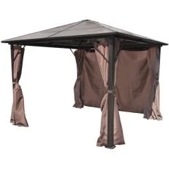 VidaXL Belvédère Avec Rideau Aluminium Marron 300 X 300 Cm - Brun 10 VidaXL Belvédère Avec Rideau Aluminium Marron 300 X 300 Cm - Brun -Tente de réception Soldes 1776740 4