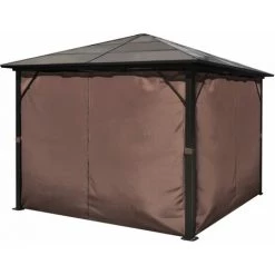 VidaXL Belvédère Avec Rideau Aluminium Marron 300 X 300 Cm - Brun 11 VidaXL Belvédère Avec Rideau Aluminium Marron 300 X 300 Cm - Brun -Tente de réception Soldes 1776740 5