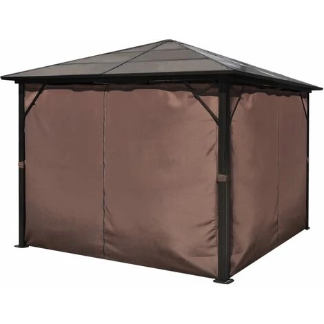 VidaXL Belvédère Avec Rideau Aluminium Marron 300 X 300 Cm - Brun 7 VidaXL Belvédère Avec Rideau Aluminium Marron 300 X 300 Cm - Brun – Image 5
