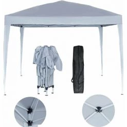 HABITAT ET JARDIN Tonnelle De Jardin Pliante "Svetlana 3" - 9 M² - 3 X 3 M - Blanc - Blanc.