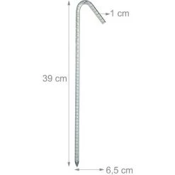 Relaxdays Piquets De Fixation Sol XL, Sardines, Lot De 10, Acier Galvanisé, Tente, 39 Cm, Acier électrozingué, Argenté -Tente de réception Soldes 17853895 5