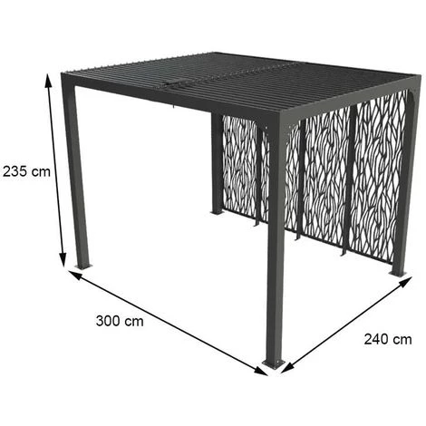 Habrita Pergola Bioclimatique En Aluminium + 4 Panneaux - 7,20 M2 - Toit En Lames Mobiles - Gris Anthracite 4 Habrita Pergola Bioclimatique En Aluminium + 4 Panneaux - 7,20 M2 - Toit En Lames Mobiles - Gris Anthracite - Image 2