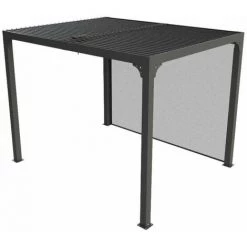 Habrita Pergola Bioclimatique En Aluminium + Rideau Manuel - 7,20 M2 - Toit En Lames Mobiles - Gris Anthracite