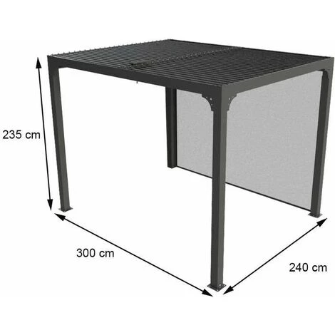 Habrita Pergola Bioclimatique En Aluminium + Rideau Manuel - 7,20 M2 - Toit En Lames Mobiles - Gris Anthracite 4 Habrita Pergola Bioclimatique En Aluminium + Rideau Manuel - 7,20 M2 - Toit En Lames Mobiles - Gris Anthracite - Image 2