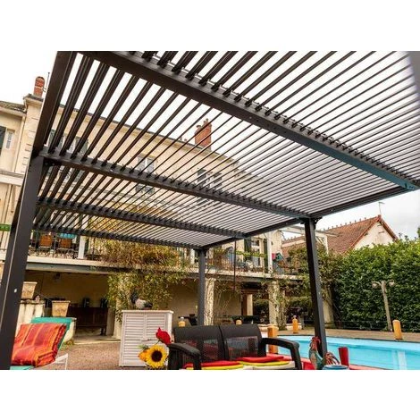 Habrita Pergola Bioclimatique En Aluminium Xxl - 21,52 M2 - Toit En Lames Mobiles - Gris Anthracite 5 Habrita Pergola Bioclimatique En Aluminium Xxl - 21,52 M2 - Toit En Lames Mobiles - Gris Anthracite - Image 3