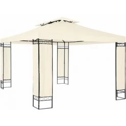 HELLOSHOP26 Tonnelle Abri De Jardin 3,9 X 2,9 M Crème - Crème
