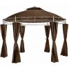 HELLOSHOP26 Tonnelle Abri De Jardin Diamètre 3,5 M Marron - Marron -Tente de réception Soldes 17988307 1