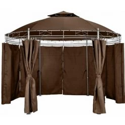 HELLOSHOP26 Tonnelle Abri De Jardin Diamètre 3,5 M Marron - Marron -Tente de réception Soldes 17988307 2