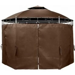 HELLOSHOP26 Tonnelle Abri De Jardin Diamètre 3,5 M Marron - Marron -Tente de réception Soldes 17988307 4