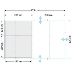 CampFeuer Tente Tunnel "TunnelX" | Bleu / Gris | Grande Tente Familiale -Tente de réception Soldes 18086848 3