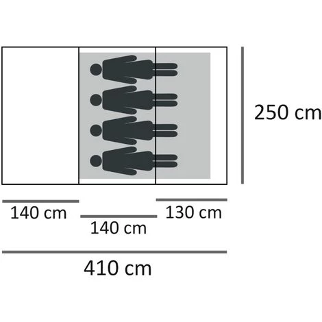 CampFeuer Tente De Camping | 4 Personnes | Noir / Gris | Tente Tunnel | 2000 Mm 5 CampFeuer Tente De Camping | 4 Personnes | Noir / Gris | Tente Tunnel | 2000 Mm - Image 3