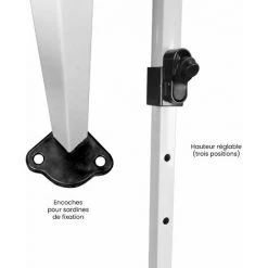 SKY LANTERN Tonnelle De Jardin Pliable 3x3 M 520D (320g/m2) + 4 Paroies Blanches + Kit De Lestage - Tonnelle Barnum Pliant Et Avec 4 Murs En Toile - Tente Pagode Pliable Imperméable Pour Reception Extérieure - Blanc -Tente de réception Soldes 18121803 4