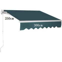 COSTWAY Store Banne Rétractable 3 X 2,5M Avec Tissu Résistant Aux UV Et à L'Eau, Cadre En Aluminium Pour Terrasse,Balcon Vert -Tente de réception Soldes 18154322 5