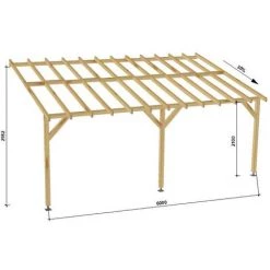 JARDINATOIRE Toit De Terrasse |6x3| - Pente 30% - Bois Massif - Durable |Sans La Visserie Et Sans Les Pieds De Poteaux -Tente de réception Soldes 18177256 4